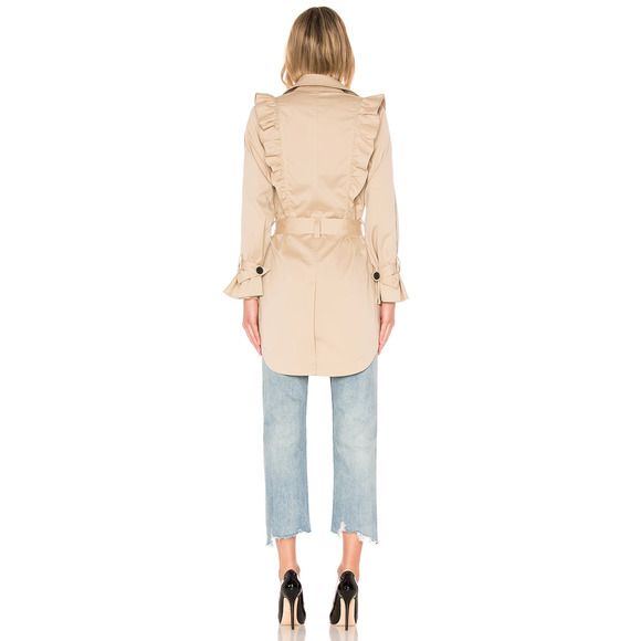 Joie x Revolve Gila Ruffle Trim Long Sleeve Trench Coat in Tan XS - Picture 3 of 12